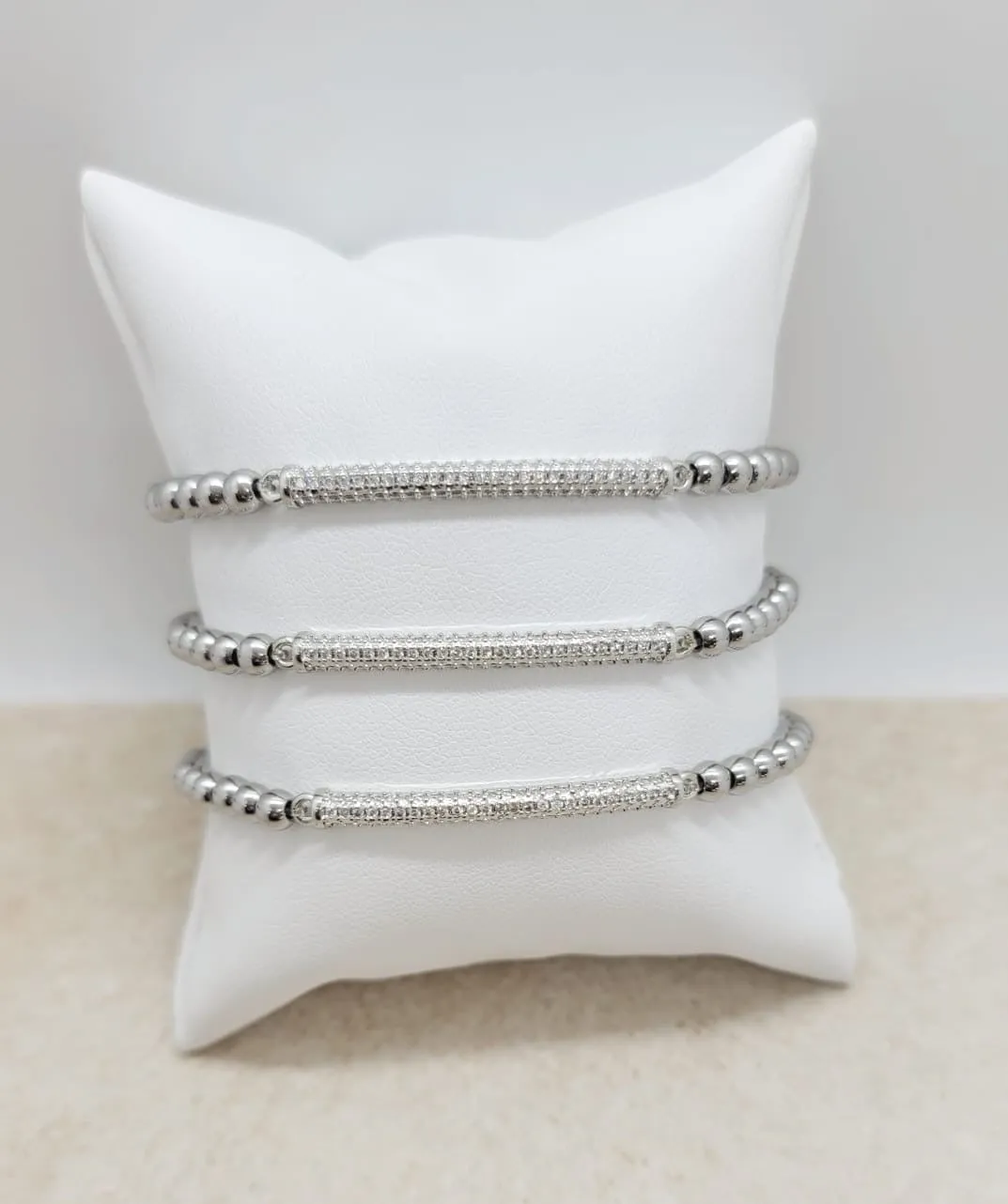 Beaded Bracelet with Pave Bar