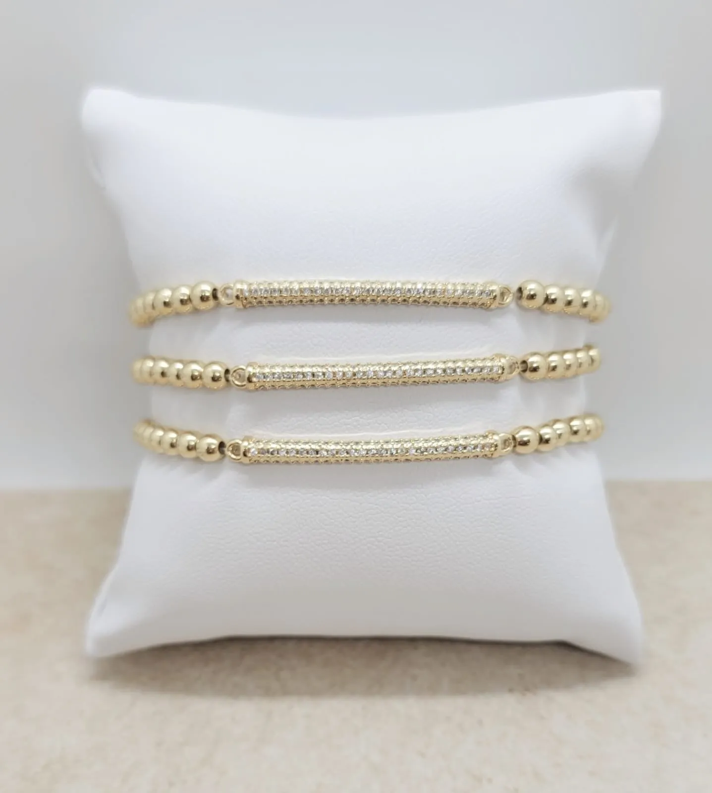 Beaded Bracelet with Pave Bar