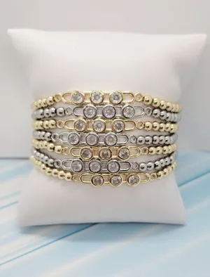 Beaded Bracelet with Triple Beveled Stone