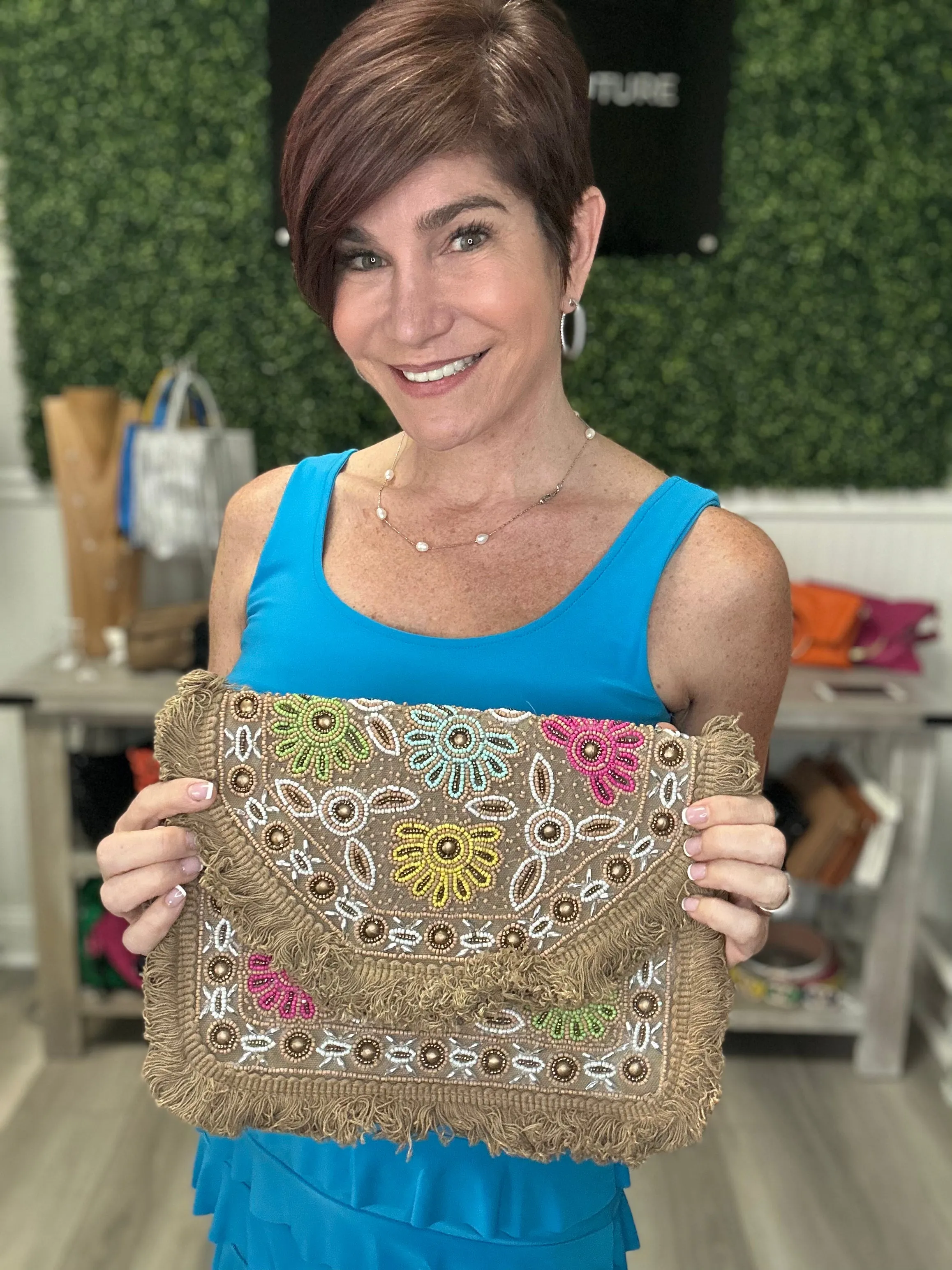 Beaded Fringe Clutch