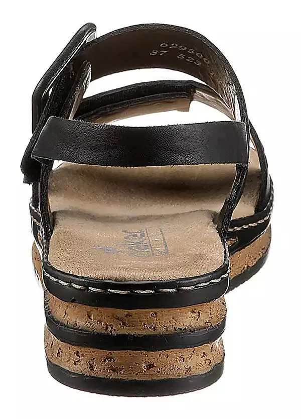 BLACK VELCRO BUCKLE SANDAL