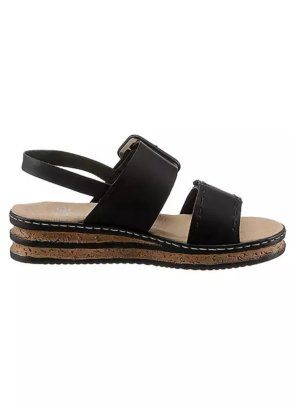 BLACK VELCRO BUCKLE SANDAL