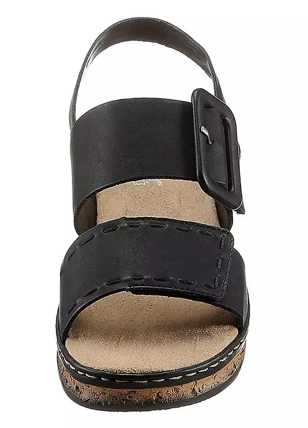 BLACK VELCRO BUCKLE SANDAL