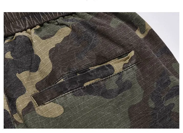 Blavra Men's Retro High Street Style Splash Pocket Camouflage Flared Pants