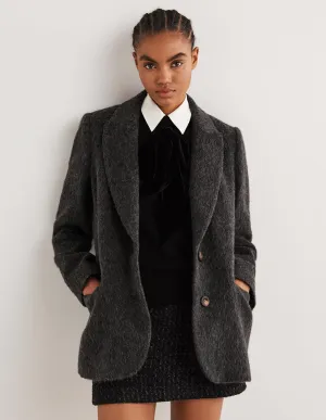 Drawn Wool Blazer-Charcoal