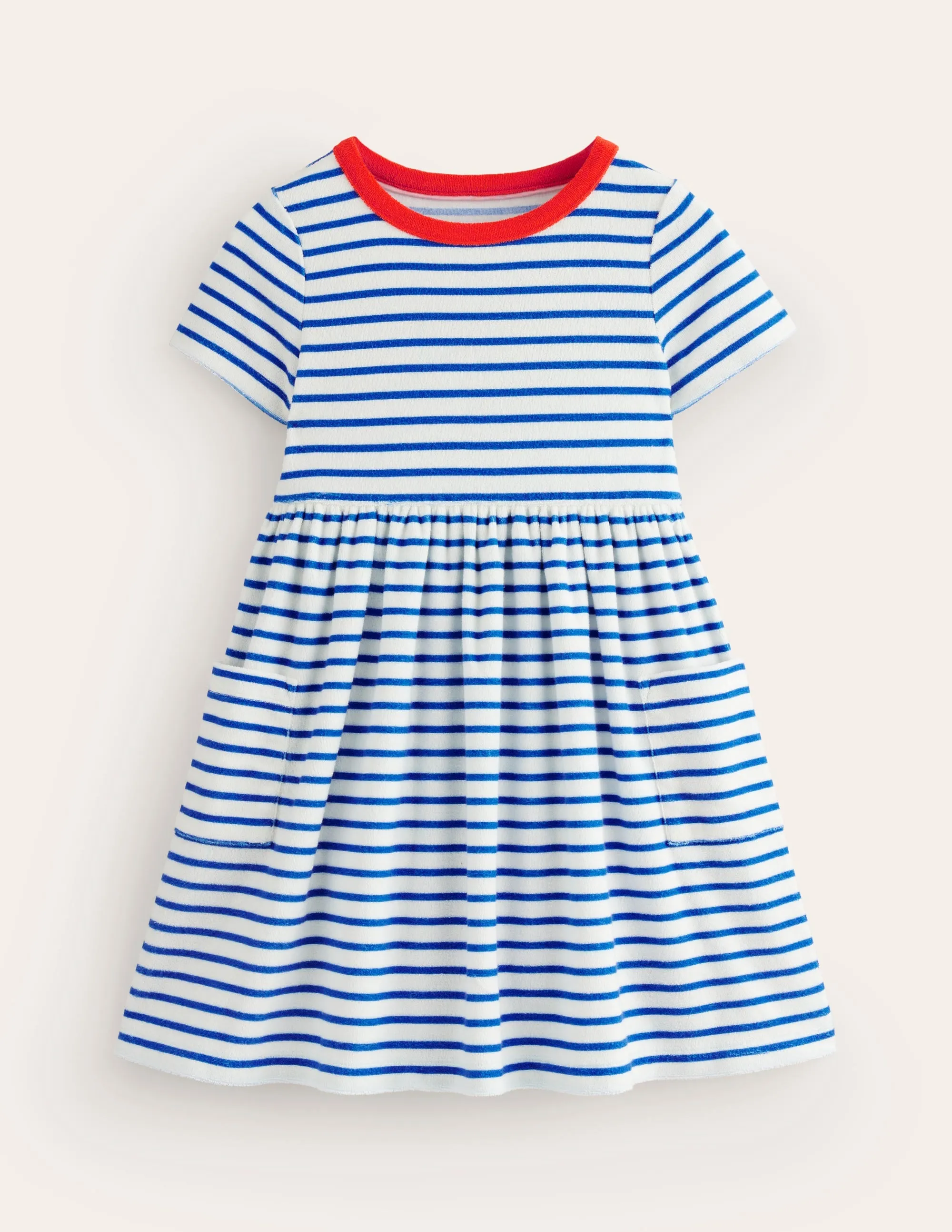 Fun Towelling Dress-Sapphire Blue/Vanilla Pod