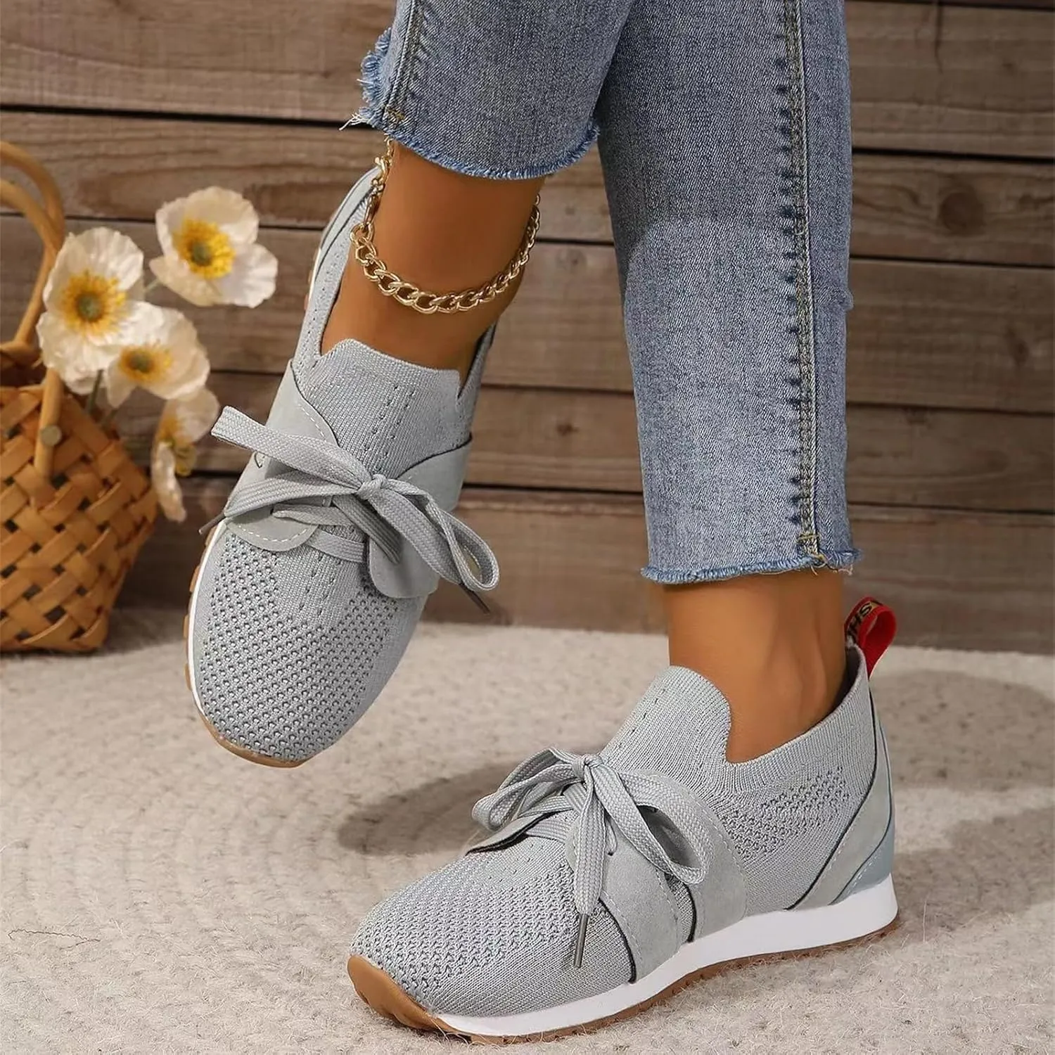 Ladmiple Running Shoes For Women Walking Shoes Slip on Sock Sneakers Lady Girls Mesh Loafers Non Slip Fashion Tennis Shoes