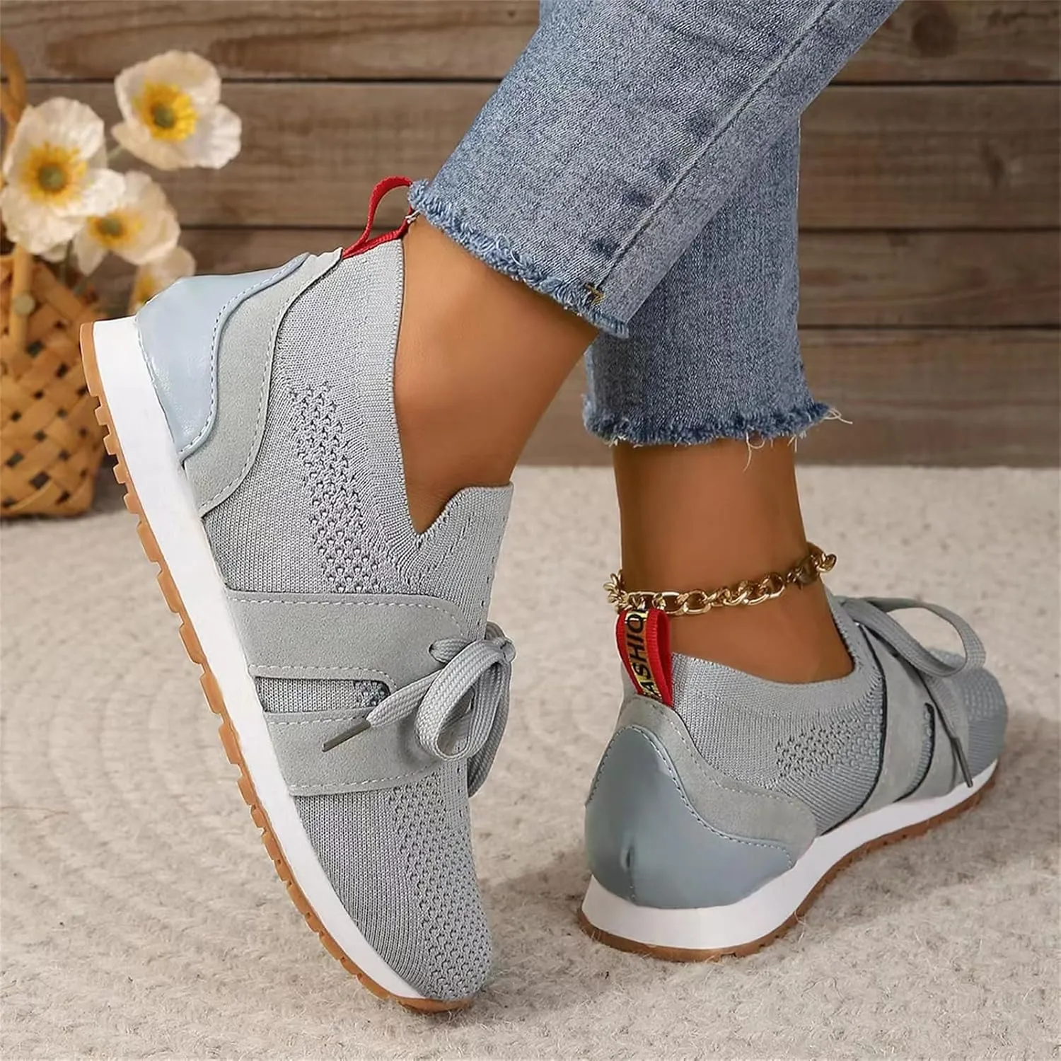 Ladmiple Running Shoes For Women Walking Shoes Slip on Sock Sneakers Lady Girls Mesh Loafers Non Slip Fashion Tennis Shoes