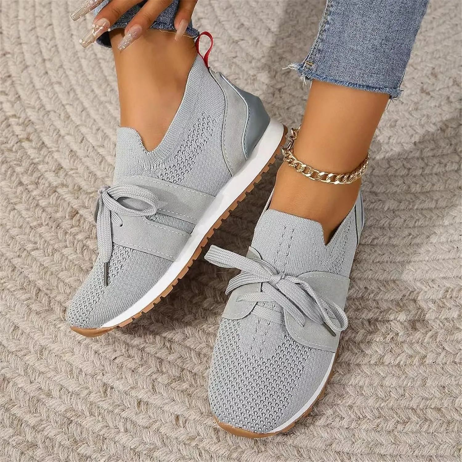 Ladmiple Running Shoes For Women Walking Shoes Slip on Sock Sneakers Lady Girls Mesh Loafers Non Slip Fashion Tennis Shoes