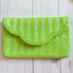 Lime Striped Beaded Crossbody