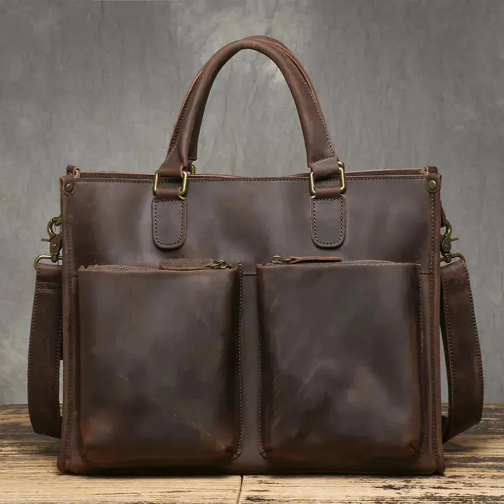 Men's Stylish Leather Laptop Messenger Bag - Spacious & Functional
