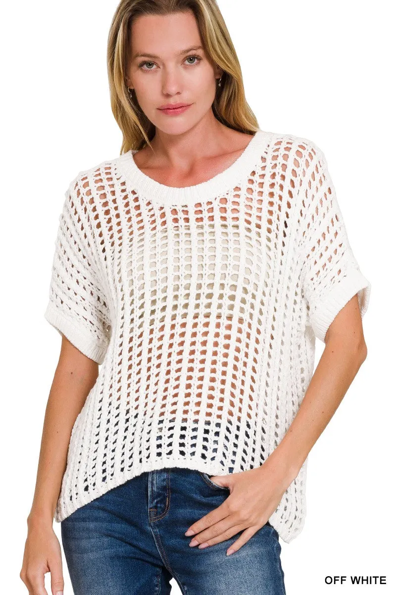 Ocean View Loose Knit Sweater - White