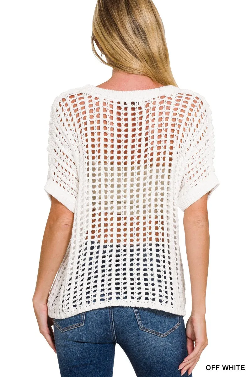 Ocean View Loose Knit Sweater - White