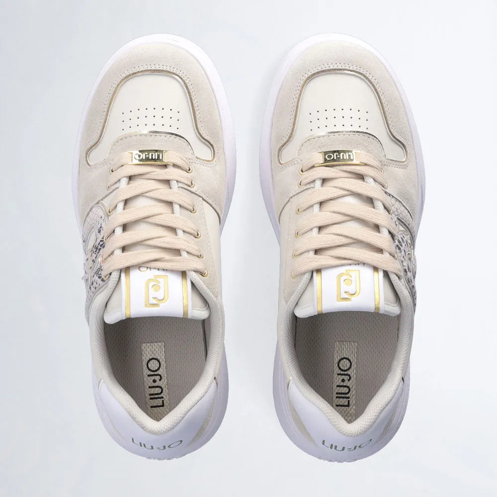Scarpe Donna LIU JO Sneakers Tami 04 in Pelle e Suede con Maxi Logo Bold color Sabbia