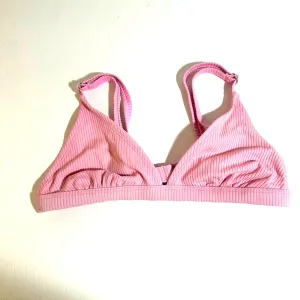 Stylish Pink Ribbed Bikini Top